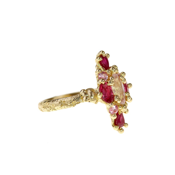 Pink & Red Navette Ring