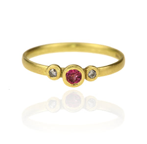 Dainty Pink Sapphire And Diamond Trilogy Ring