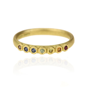 Rainbow Sapphire Half Eternity Ring