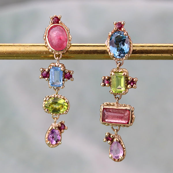 Multicoloured Tiered Drop Earrings