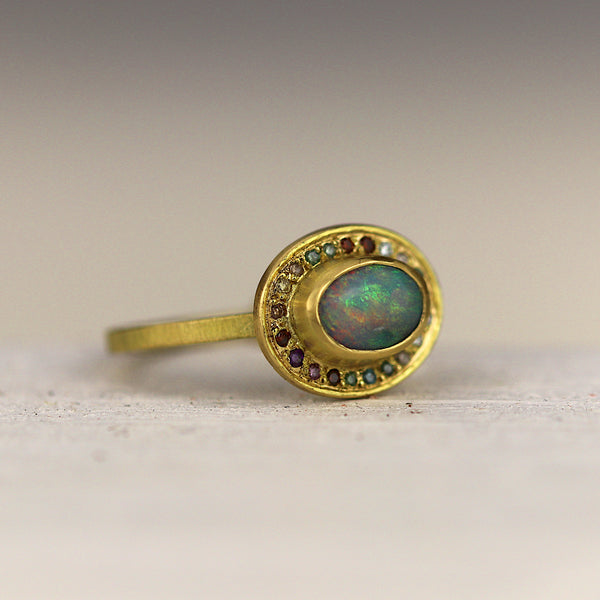 Swirling Opal Rainbow Spectrum Ring