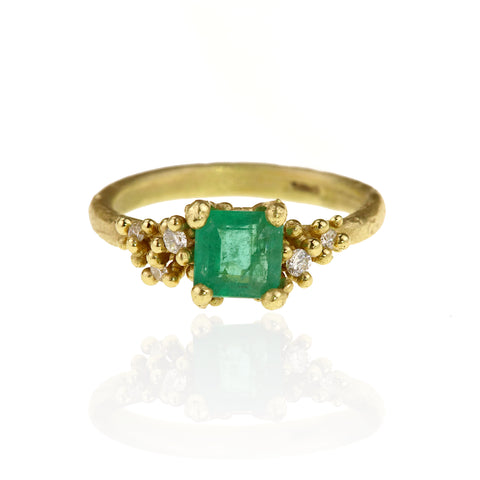 Emerald Radiant Cluster Ring
