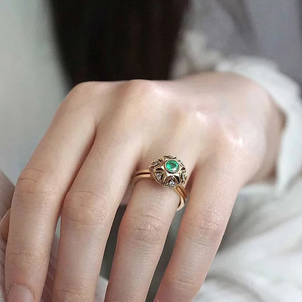 Infinity Ring With Emerald And Pink Spinel