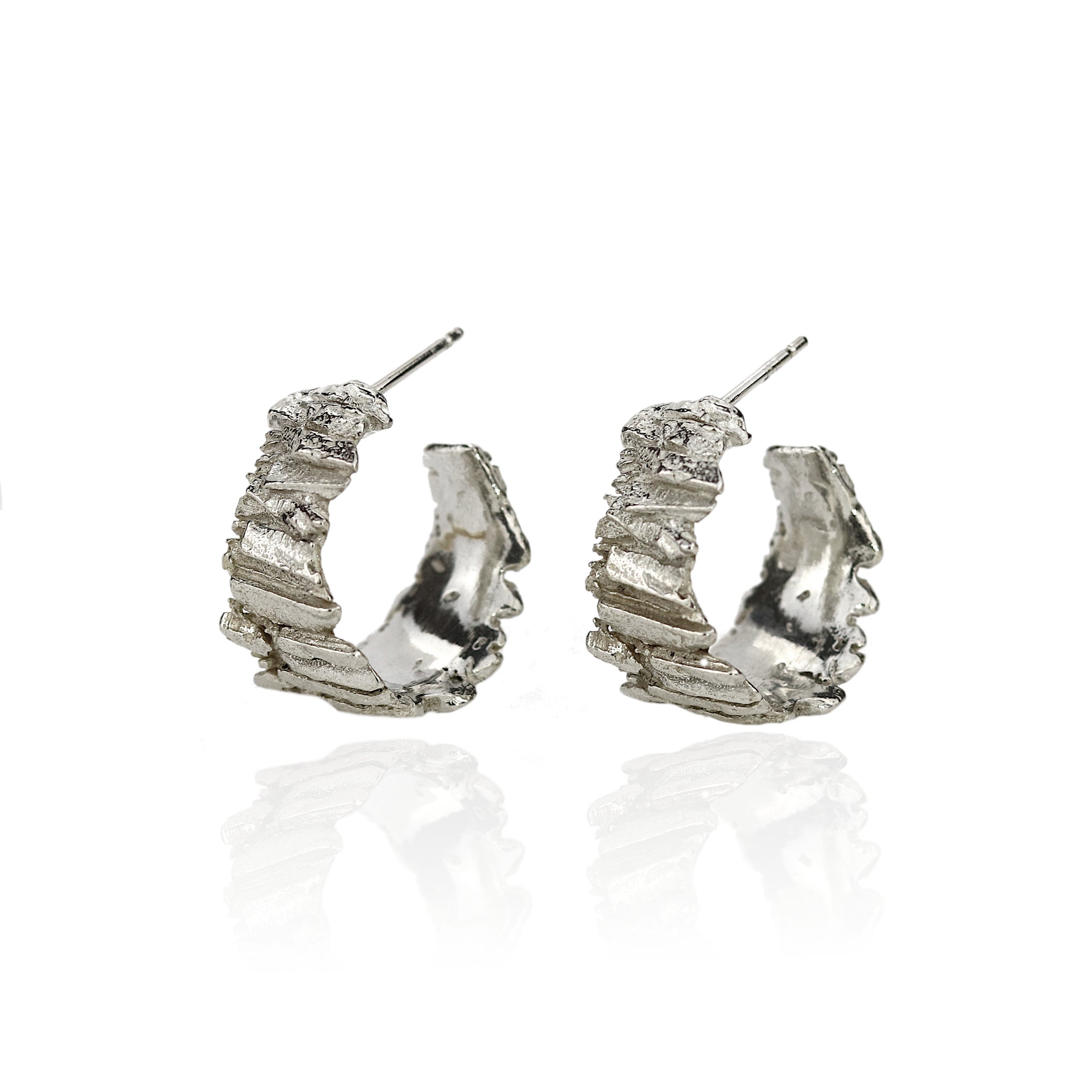 Silver Basalt Hoop Earrings