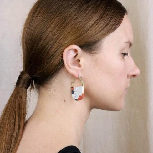 Thora Jesmonite Earrings In Rust