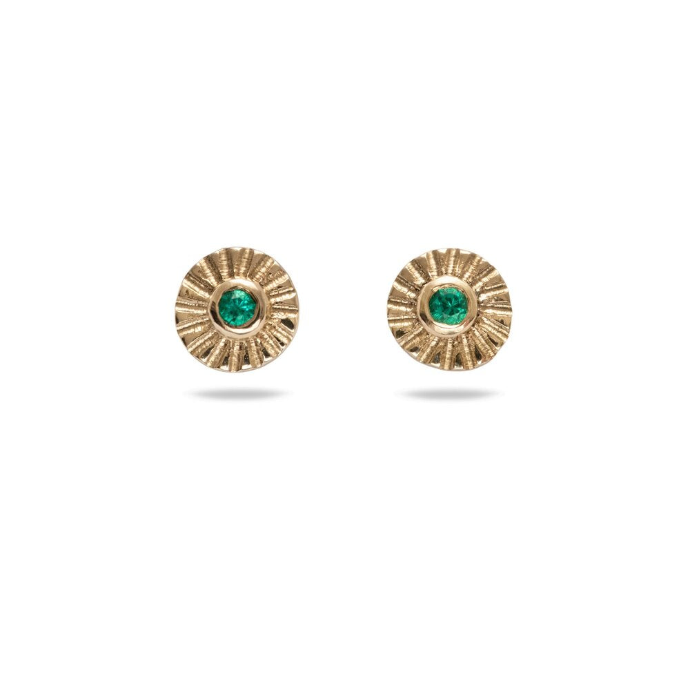 Tiny Emerald And Gold Studs