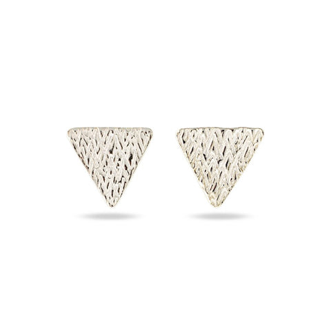 Small Stamped Silver Triangle Studs