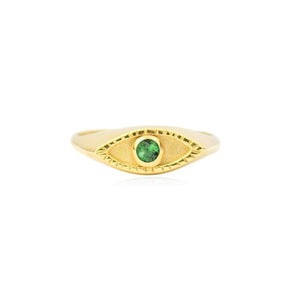 Emerald Eye Signet Ring In 9ct Gold