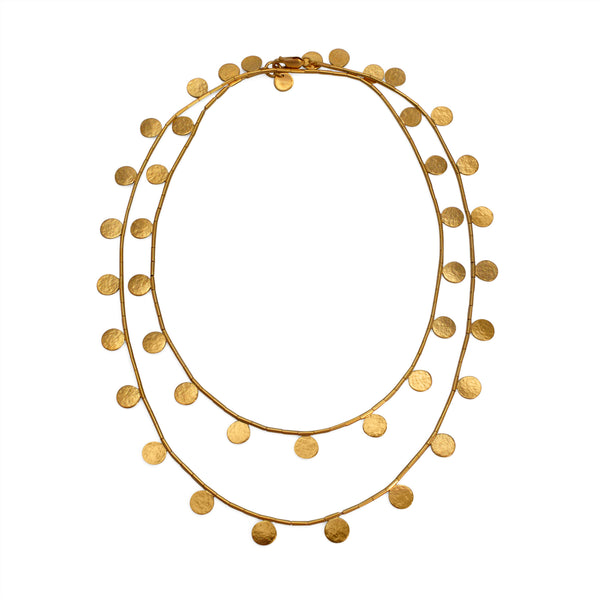 Paillette Long Disc & Bead Necklace