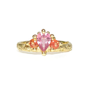Pink & Orange Sapphire Mega Crown Ring
