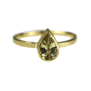 Large Yellow Pear Sapphire And Gold Ring