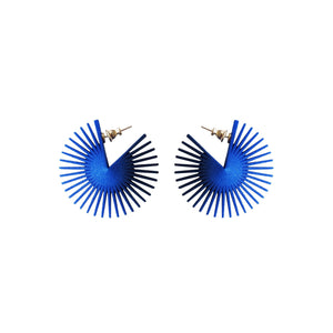 Blue Wheel Hoop Earrings