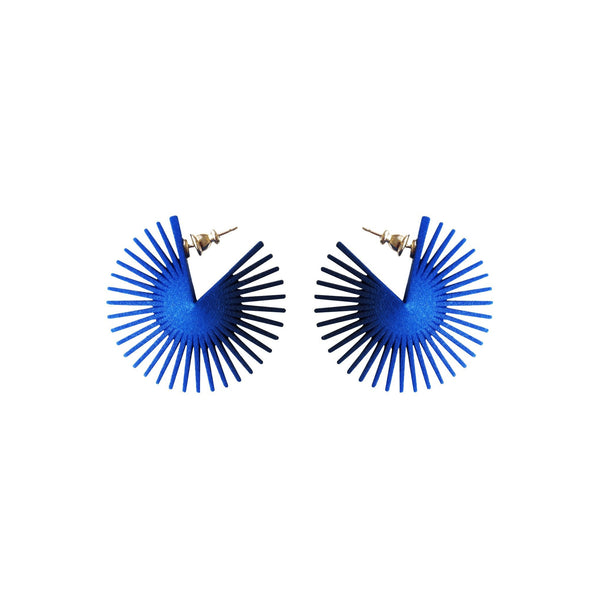 Blue Wheel Hoop Earrings