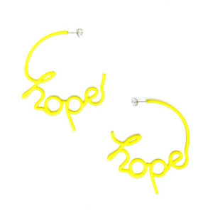Medium HOPE Hoop Earrings Yellow