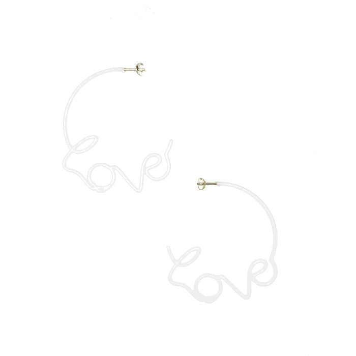 Medium LOVE Hoop Earrings White