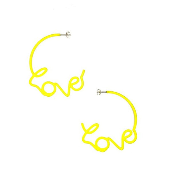 Medium LOVE Hoop Earrings Yellow