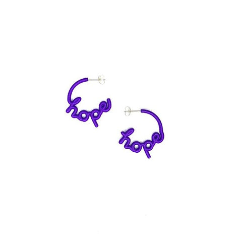 Small HOPE Hoop Earrings Violet
