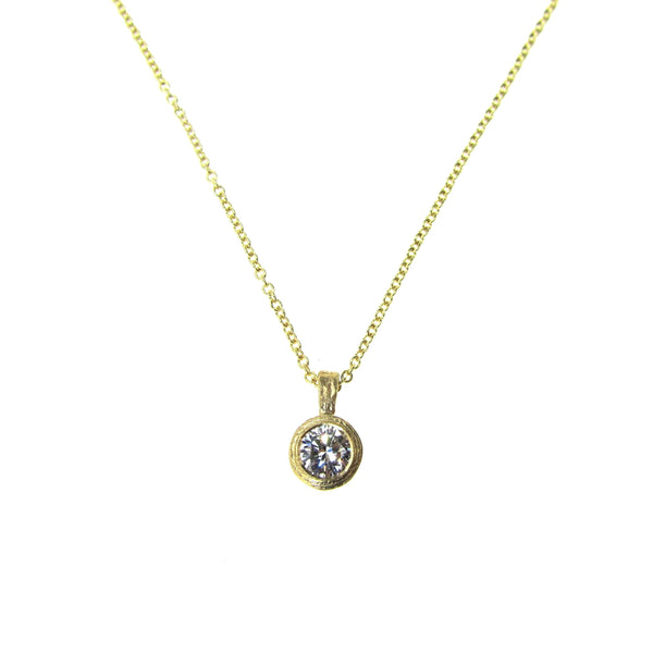 Diamond and Etched Gold Pendant