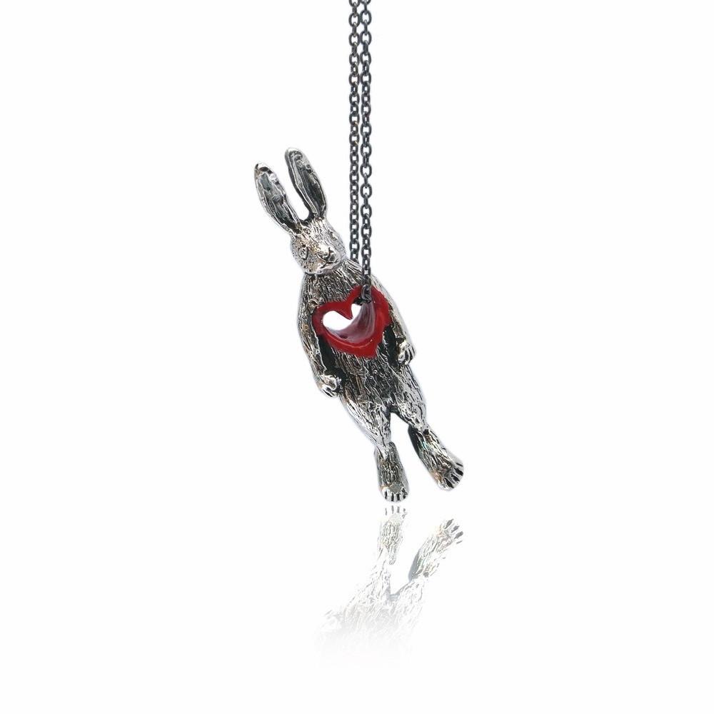 Stolen Heart Bunny Necklace Silver