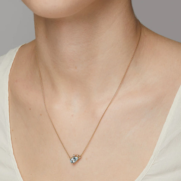 Aquamarine and Diamond Encrusted Pendant