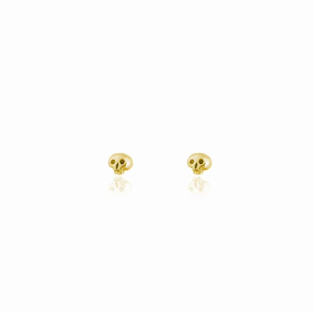 Gold Plated Micro Skull Stud Earrings