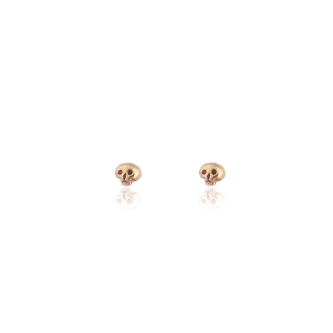 Gold Micro Skull Stud Earrings