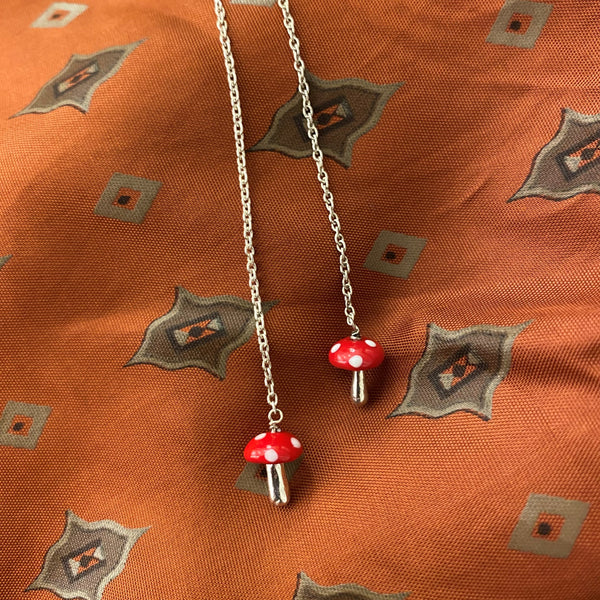 Mushroom Threaded Chain Earrings