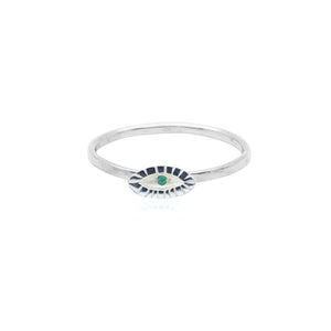 Tiny Silver Emerald Eye Ring