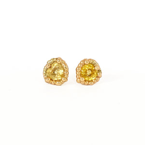 Yellow Sapphire And Gold Sweetheart Studs